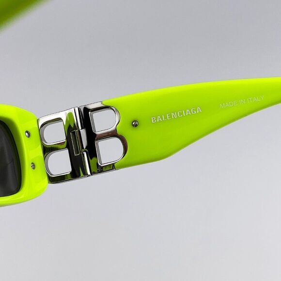 Balenciaga  BB0096S 008 Sunglasses Yellow Silver Logo Grey Rectangle Unisex main image 7